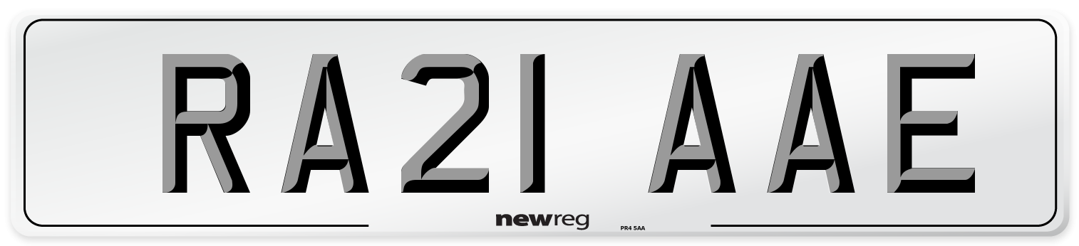 RA21 AAE Number Plate from New Reg